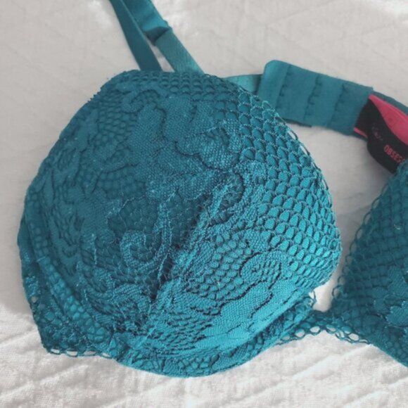 La Senza Lightly Lined Vibrant Blue/Teal Plunge "Obsession" Bra- 32B - Picture 7 of 16